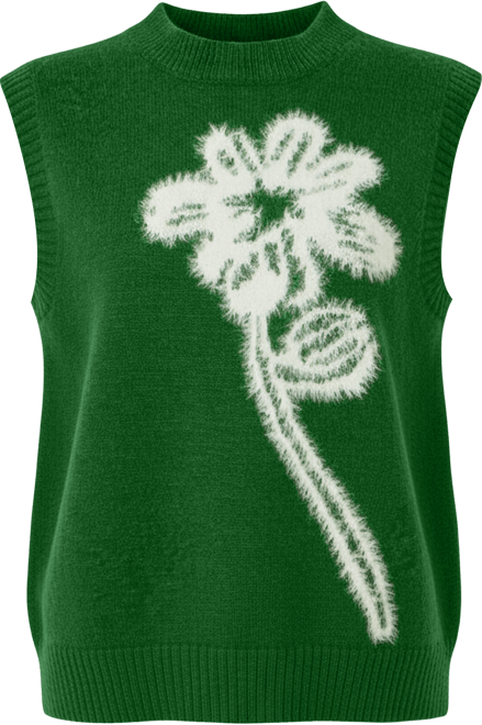 Women's Knitted Floral Sleeveless Sweater Vest