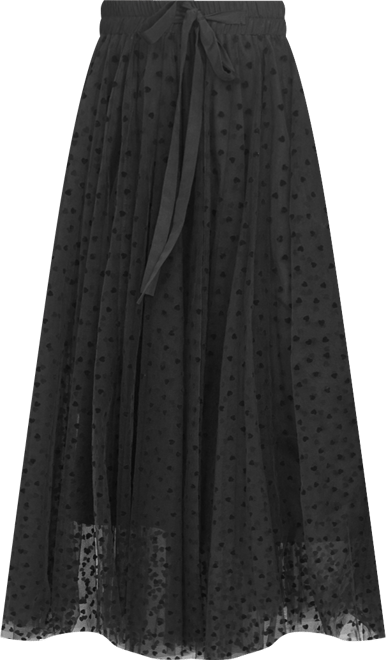 Women's Mesh Heart Print Tulle Skirt