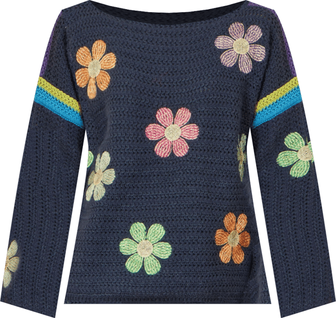 Women's Crochet Flower Long Sleeve Jumper