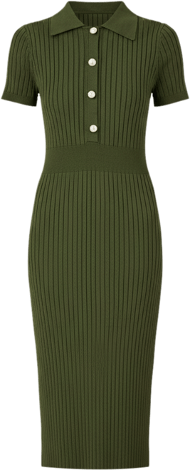 Women's Fitted Rib Knitted Midi Dress