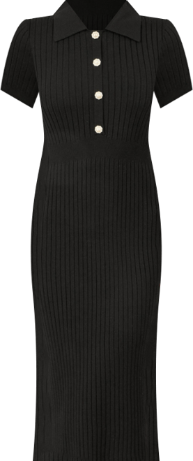 Women's Fitted Rib Knitted Midi Dress