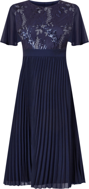 Women's Sequin Embellished Pleated Midi Dress