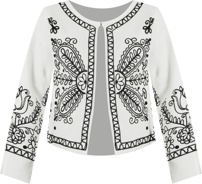 Women's Knitted Folk Edge To Edge Cardi