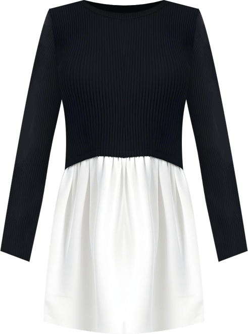 Women's Ribbed Long-Sleeve Fit-and-Flare Mini Dress