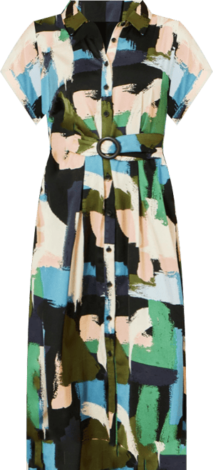 Women's Brushstroke Print Relaxed Shirt Dress