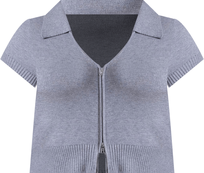 Women's Cropped Zip Up Polo Sweater