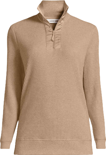 Women's Long Sleeve Waffle Quarter Zip Pullover