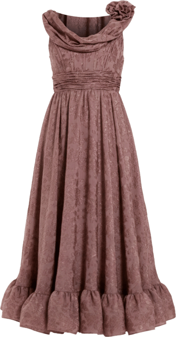 Women's Burnout Chiffon Sleeveless Cowl Neck Midi Dress