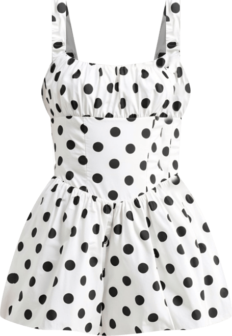 Women's Polka Dot Corset Bodice Flared Mini Dress