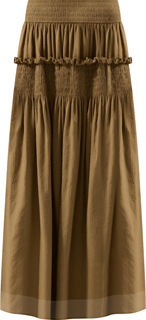 Women's Smocked Tiered Ruffle-Trim Maxi Skirt