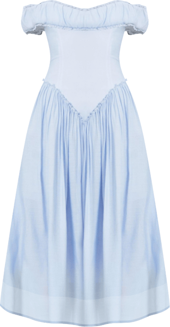 Women's Xavy Baby Blue Off Shoulder Corset Midi Dress