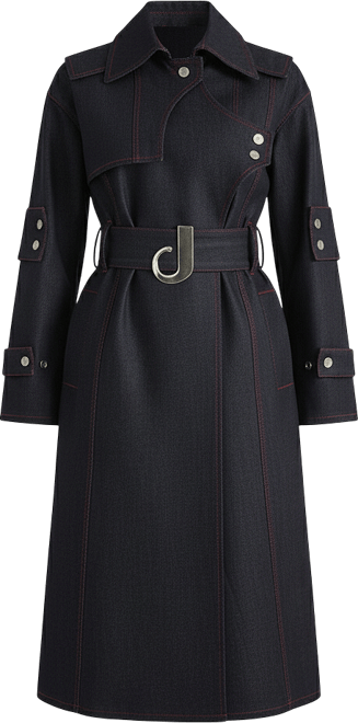 Women's Chaby Denim Jacket Trench Coat Long Coat