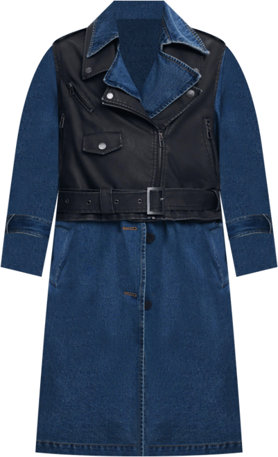 Women's Detachable denim trench coat