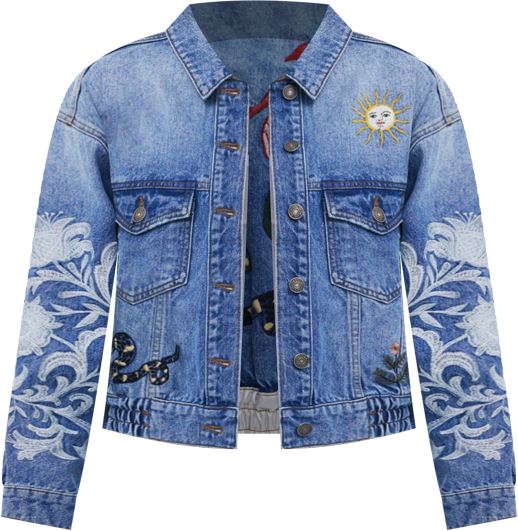 Women's Denim jacket with oriental embroidery