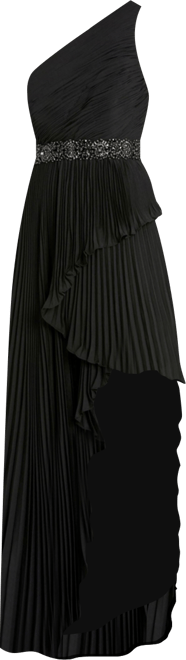 Women's Embellished Gown with Strappy Open Back & Asymmetrical Ruffle Hem