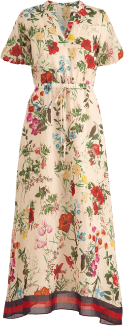 Women's Floral-Print Puff-Sleeve Maxi Dress