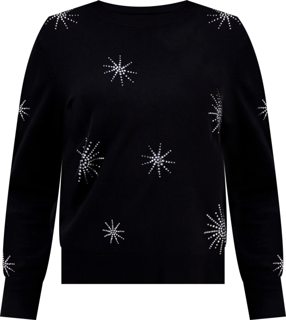 Ak Anne Klein Embellished Crewneck Long-Sleeve Sweater