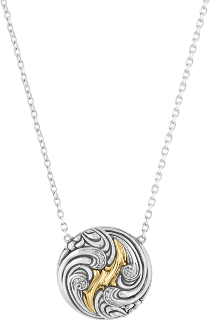 Diamond Accent Necklace in Sterling Silver and 14K Yellow Gold