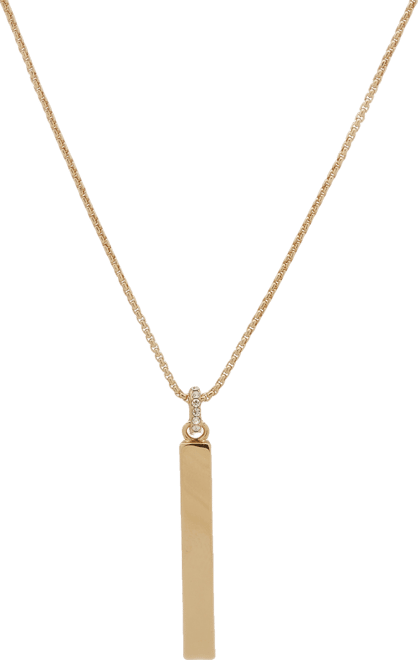 Gold-Tone Polished Long Bar Pendant Necklace