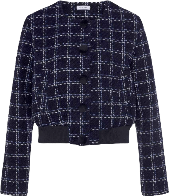 Women's Round Neckline Tweed Jacket