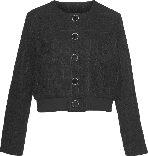Women's Round Neckline Tweed Jacket