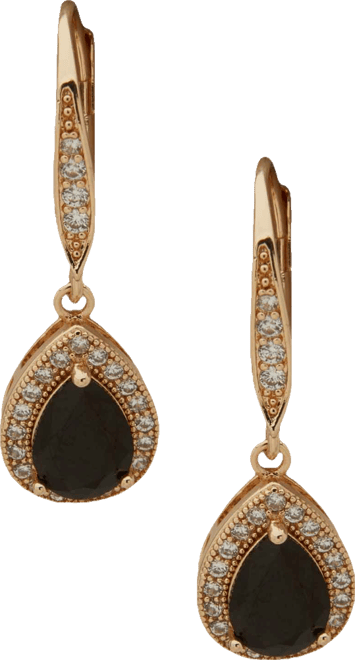 Cubic Zirconia Gold-Tone Pear Drop Earrings