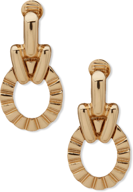 Gold-Tone Open Drop Comfort Clip Earrings