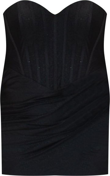 Women's Black Plus Size Strapless Corset Mini Dress