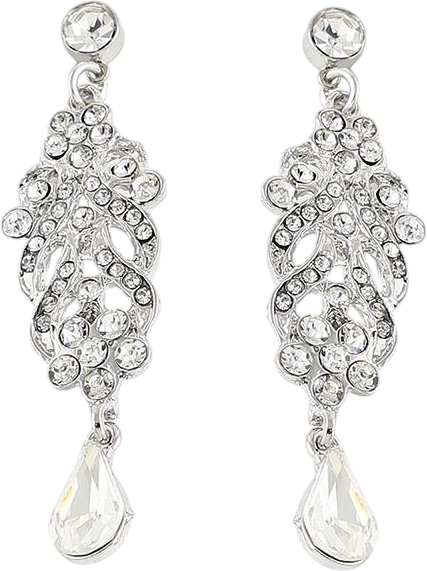 Women's Silver Embellished Drop Earrings