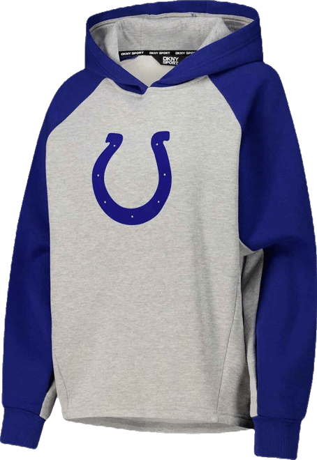 Women's Gray/Royal Indianapolis Colts Joy Cropped Raglan Pullover Hoodie
