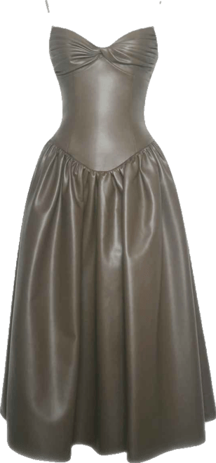 Women's Parisia Cocoa Faux Leather Drop Waist Maxi Dress