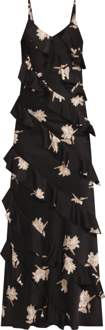 Women's Ciao Ruffles Maxi Satin Dress