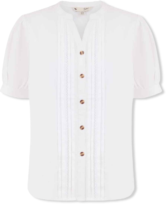 Women's Cotton Pleated Short Sleeve Shirt