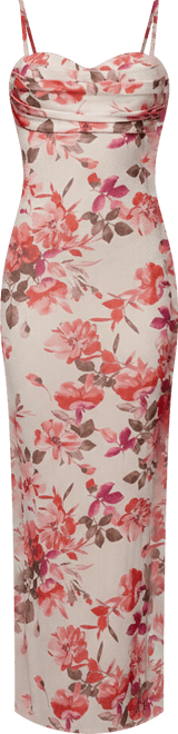 Women's Ivory Floral Slinky maxi dress