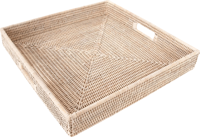 Artifacts Rattan Square Serving Tray with Cutout Handles