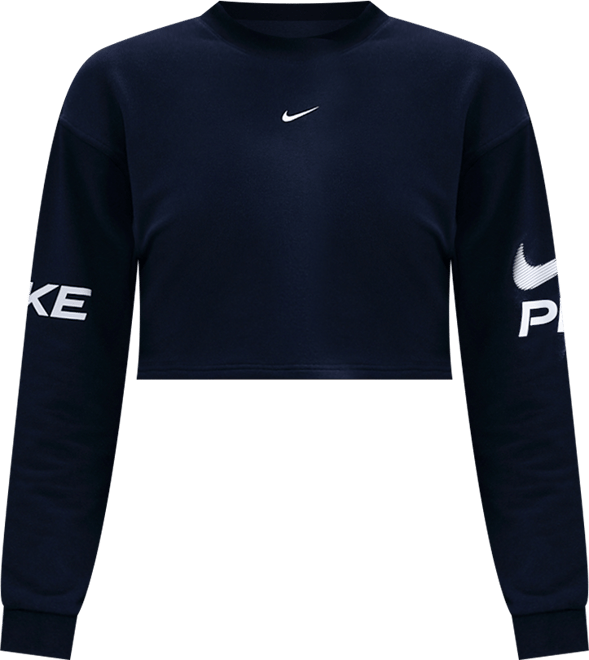 Nike Pro Γυναικείο φούτερ Dri-FIT σε ριχτή γραμμή από French Terry ύφασμα με crew λαιμόκοψη