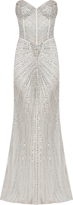 Women's Embellished Strapless Gown with Slit
