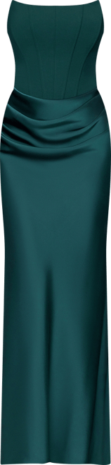 Women's Mixed-Media Strapless Corset Gown