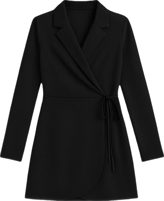 Women's Embellished Collared Wrap Dress