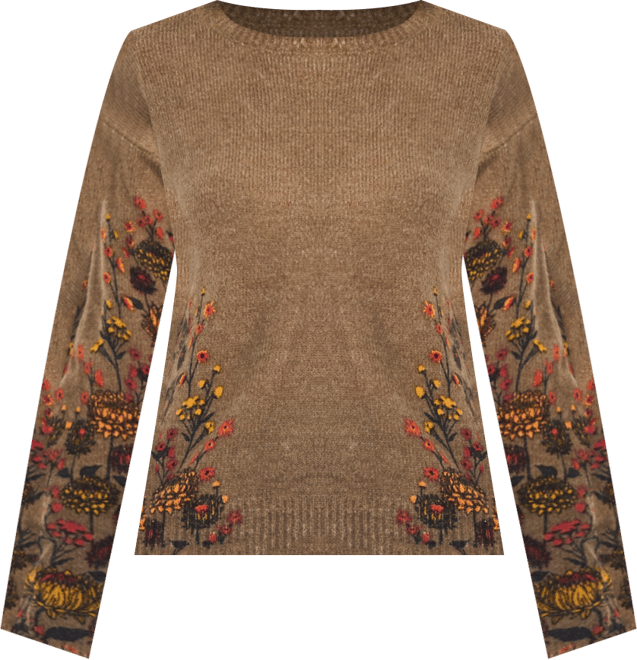 Women's Floral Print Crewneck Sweater