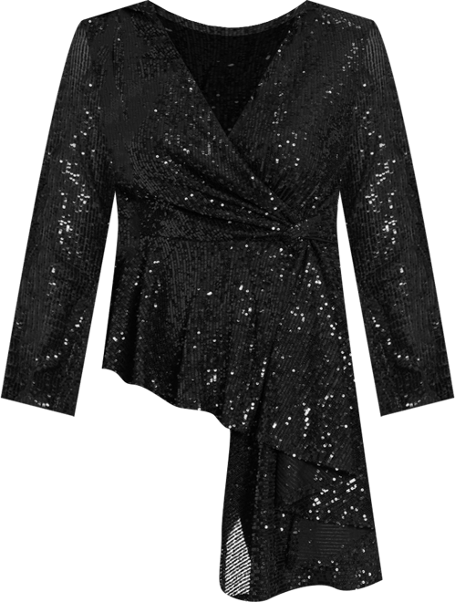 Women's Long Sleeve Faux Twist Wrap Top