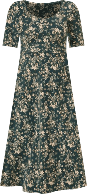 Women's Organic Cotton Fit & Flare Scoop Midi Dress