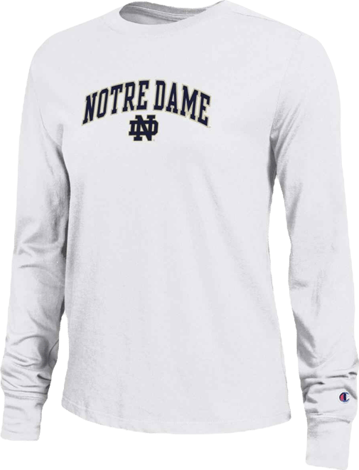 Women's White Notre Dame Fighting Irish Arch Over Logo Long Sleeve T-Shirt