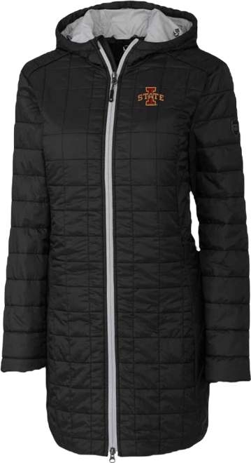 Women's Black Iowa State Cyclones Rainier Primaloft Eco Hooded Long Coat