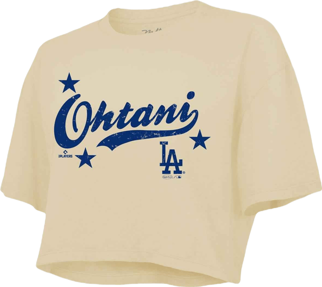 Women's Shohei Ohtani Cream Los Angeles Dodgers Boxy Crop Top