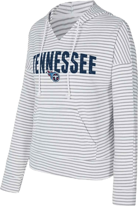 Women's White/Gray Tennessee Titans Liftoff Striped V-Neck Hoodie