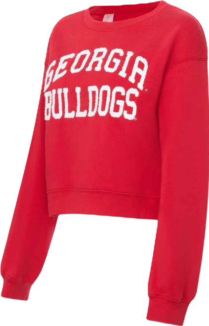 Women's Red Georgia Bulldogs Chenille Cropped Sweatshirt