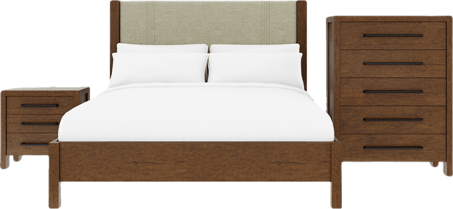 Davie 3-Pc. Queen Set (Upholstered Bed, Chest & 3-Drawer Nightstand)