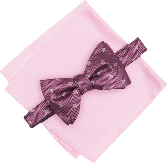 Men's Mini-Pattern Bow Tie & Solid Pocket Square Set, Exclusively at Macy's