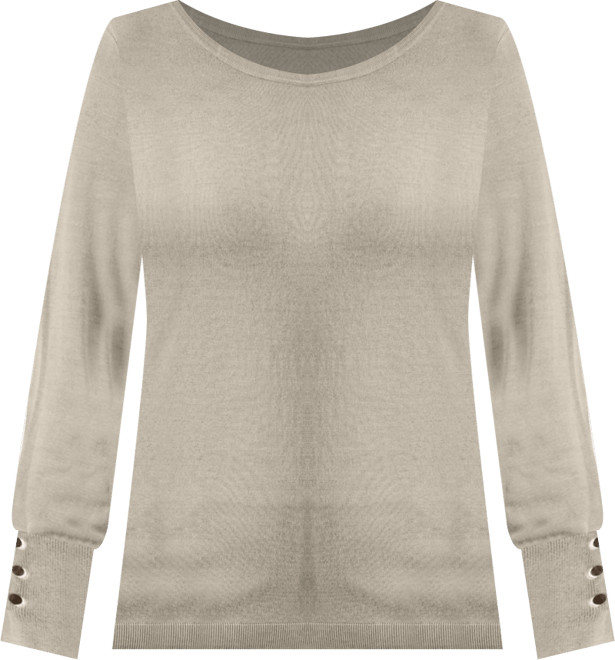 Women's Button-Sleeve Crewneck Sweater, Created for Macy's